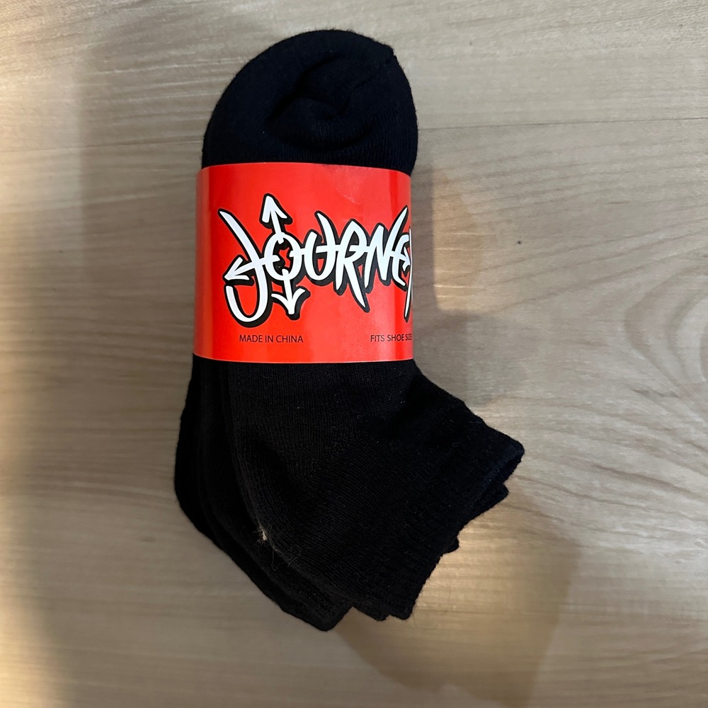 Journeys Black Ankle‎ Socks Youth Fits Shoe Size 1-5 3 Pair Pack